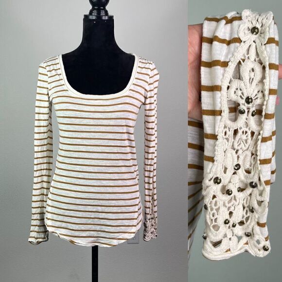 Free People Crochet Cuff Striped Top Women’s Size XS - Picture 1 of 11